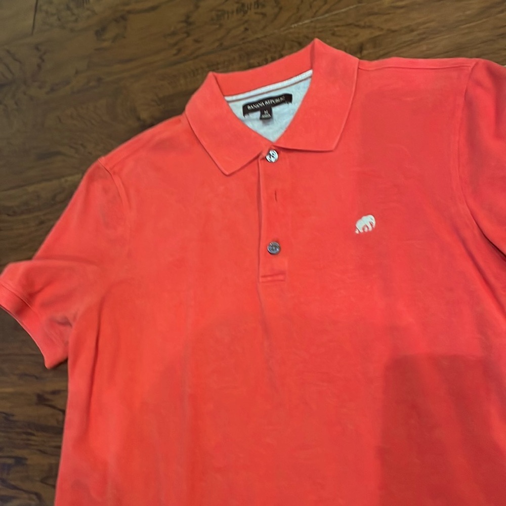 Banana Republic Heathered Red Slim Fit Mens Polo